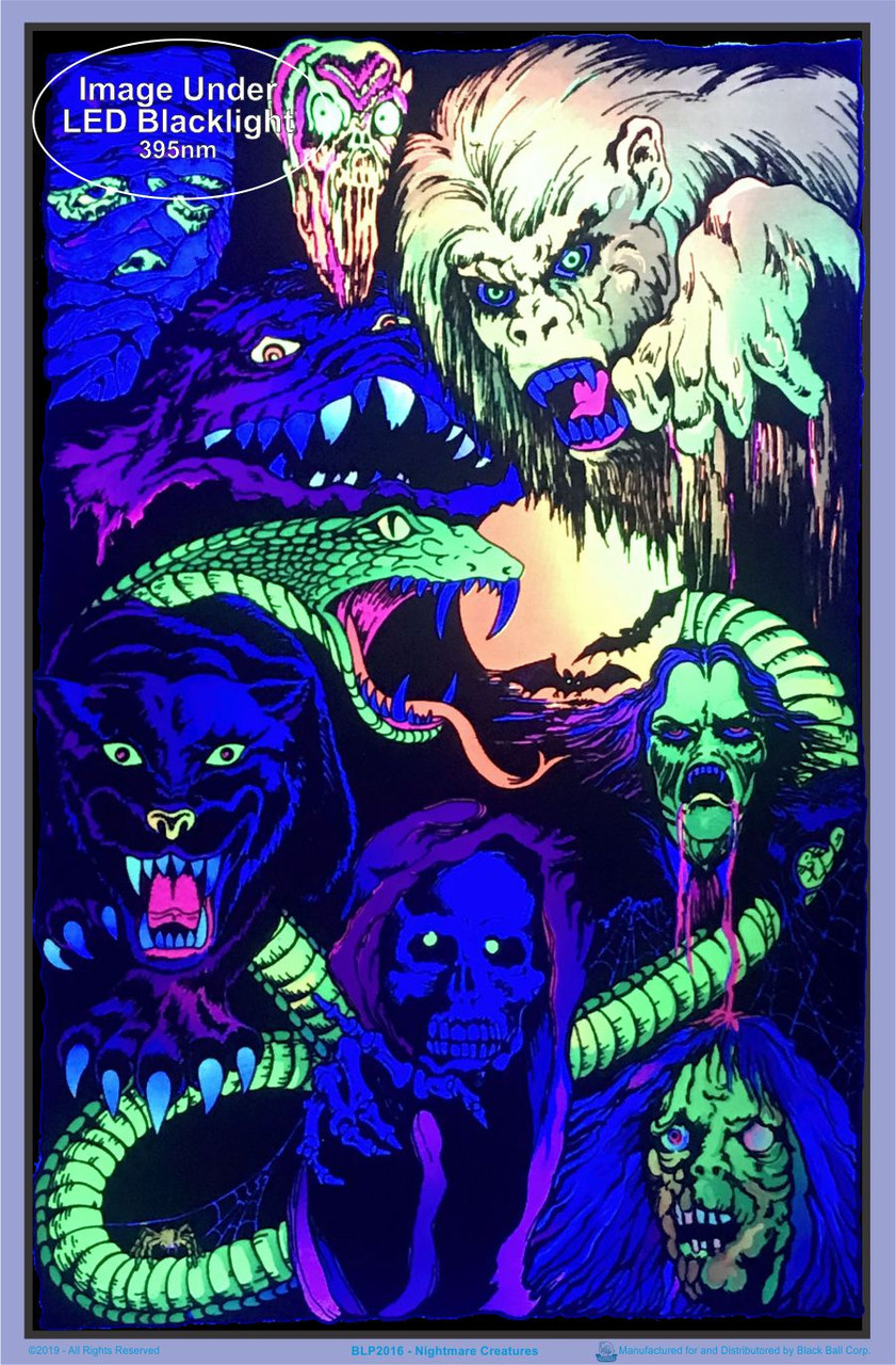 Nightmare Creatures Blacklight Poster - Flocked - 23