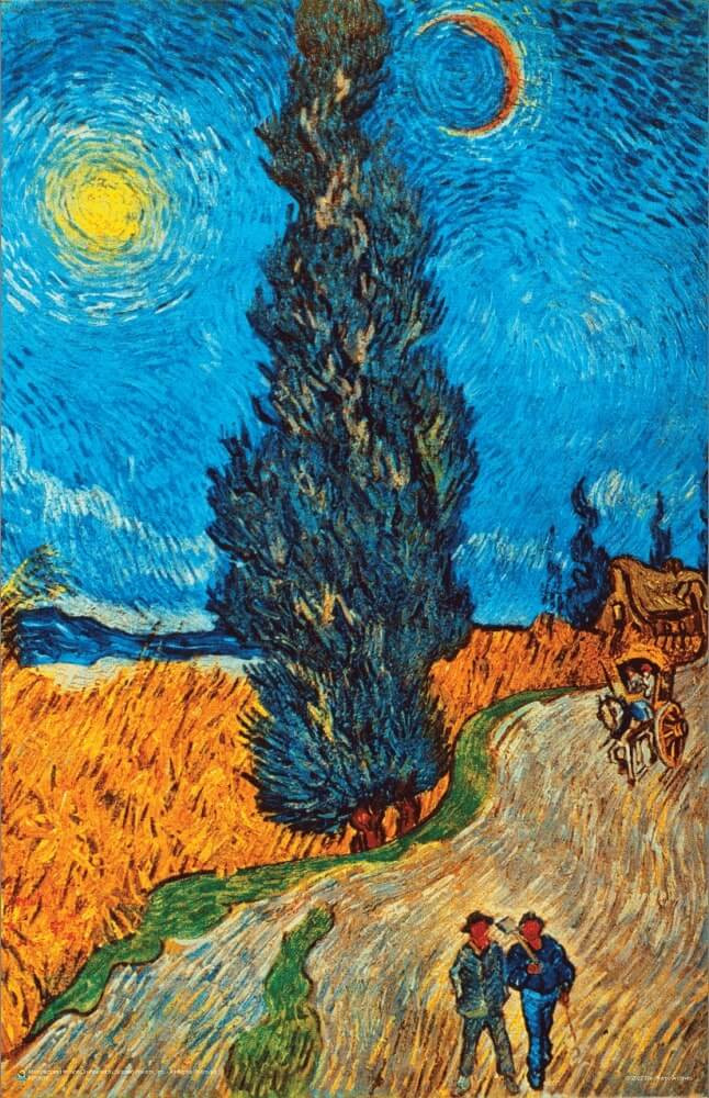 Vincent Van Gogh - Country Road in Provence by Night Mini Poster