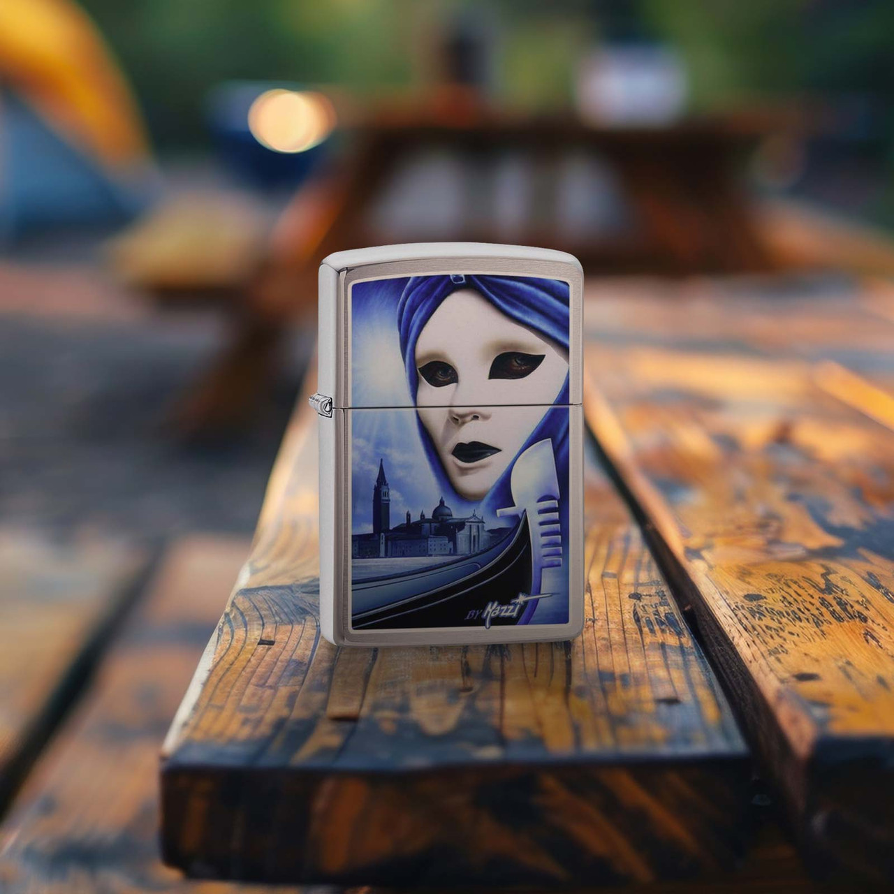 Mazzi - Alien Brushed Chrome Zippo Lighter