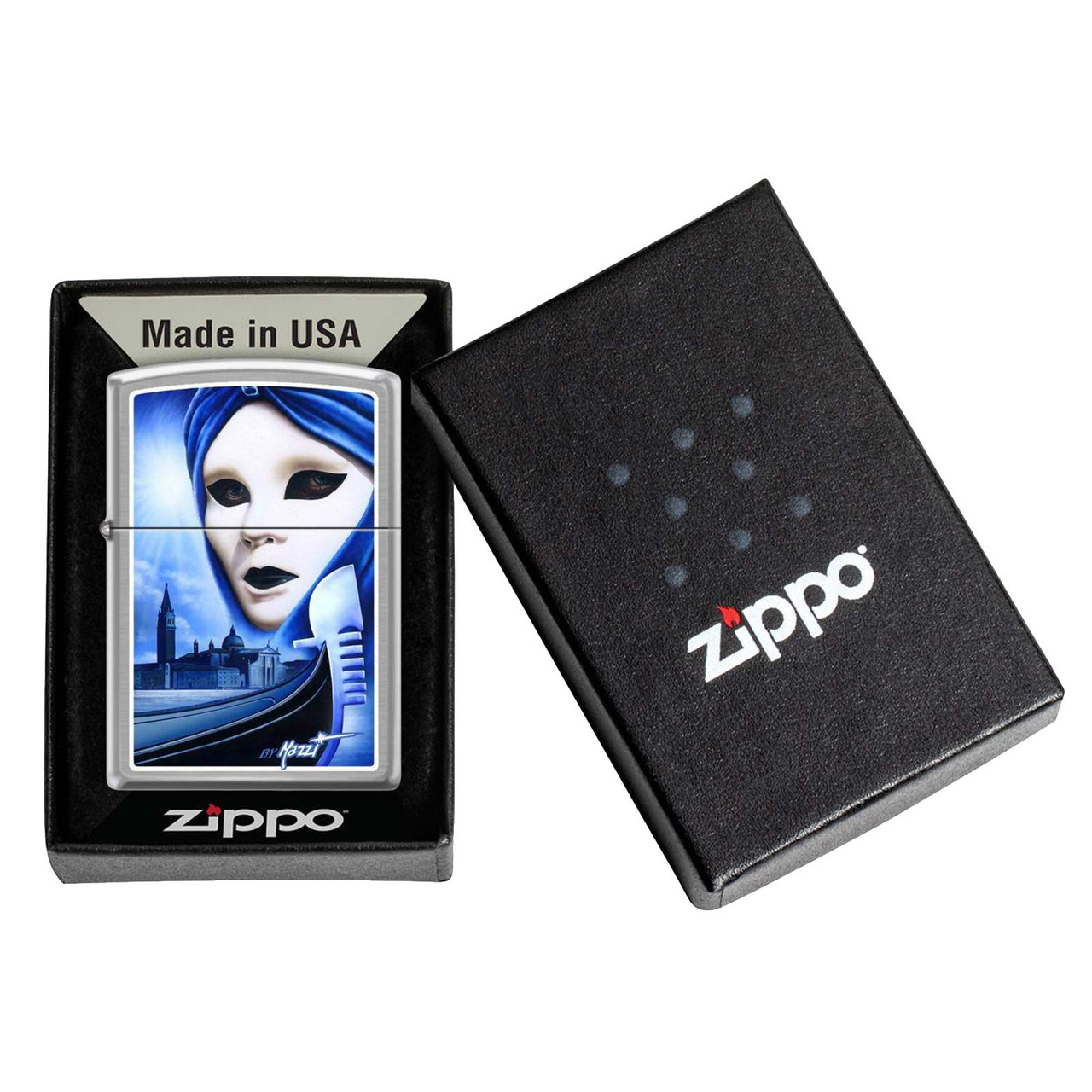 Mazzi - Alien Brushed Chrome Zippo Lighter