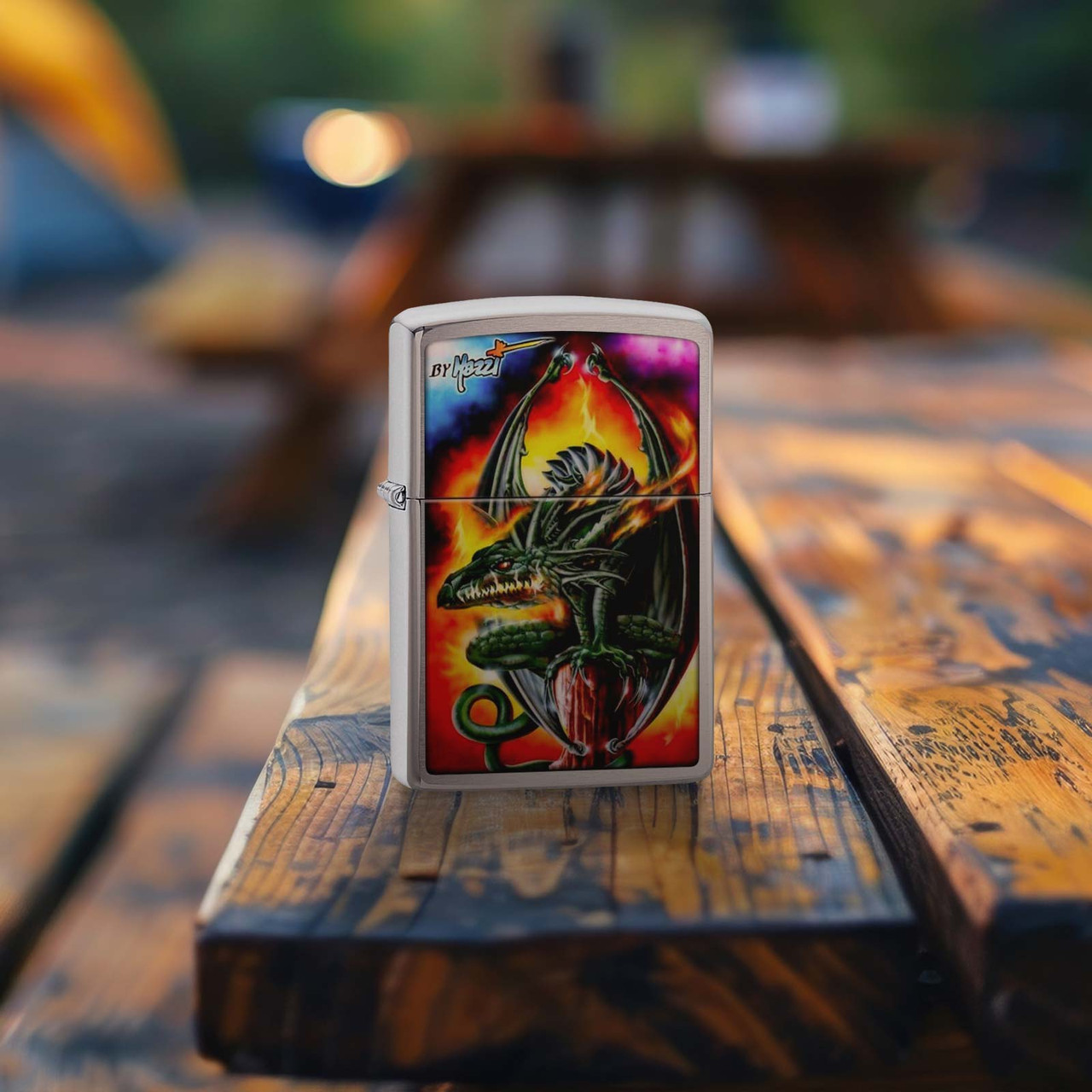 Mazzi - Dragon Brushed Chrome Zippo Lighter