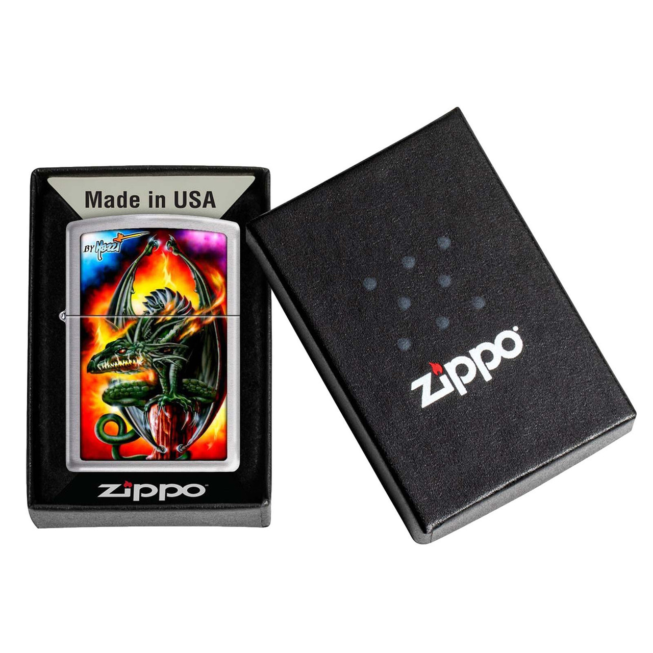 Mazzi - Dragon Brushed Chrome Zippo Lighter