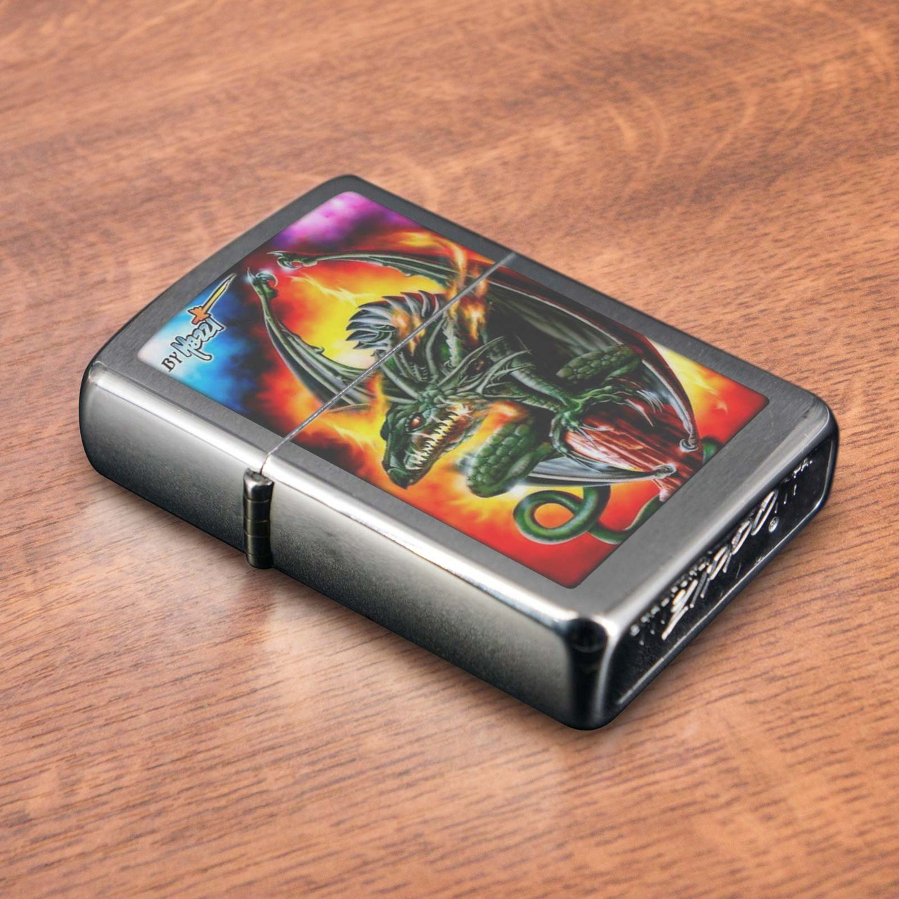 Mazzi - Dragon Brushed Chrome Zippo Lighter