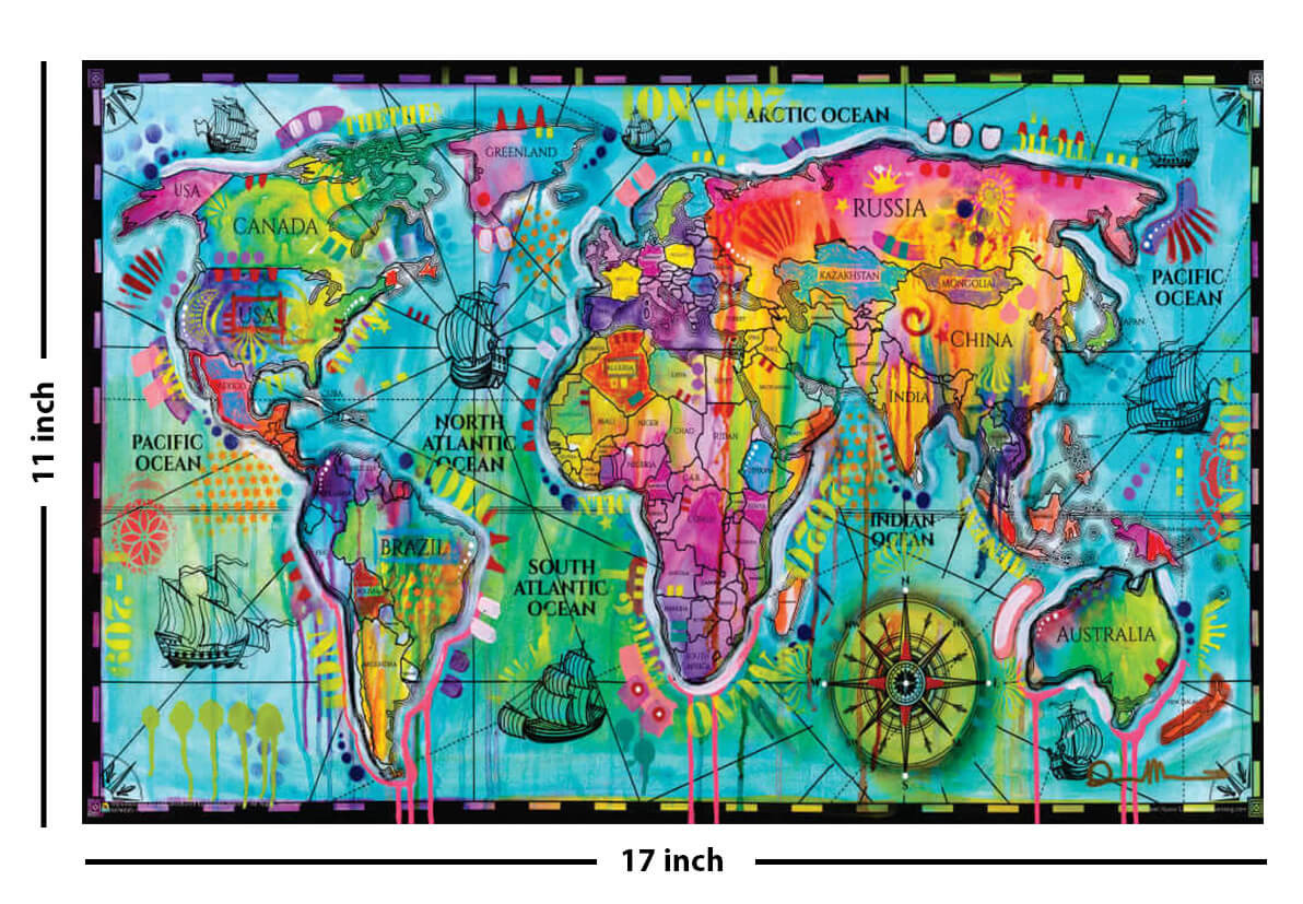 colorful world map poster