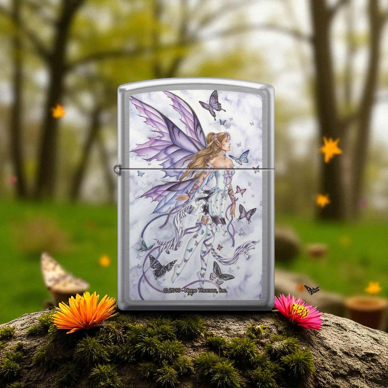 Lavender Serenade by: Nene Thomas - Brushed Chrome Zippo Lighter