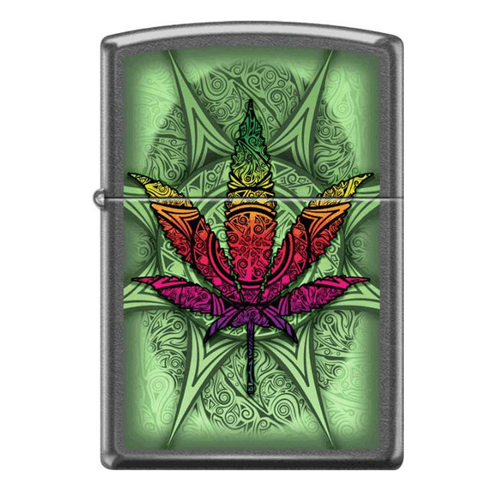 Psychedelic Leaf Grey Dusk Zippo Lighter