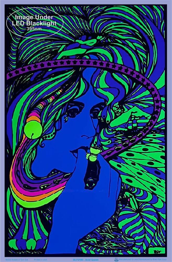 Acid Queen by Tom Gatz Flocked Blacklight Poster - 23