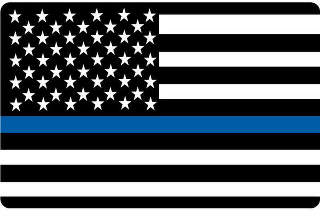 Police Tribute American Flag Blue & Black - Postcard Sized Vinyl Sticker 6