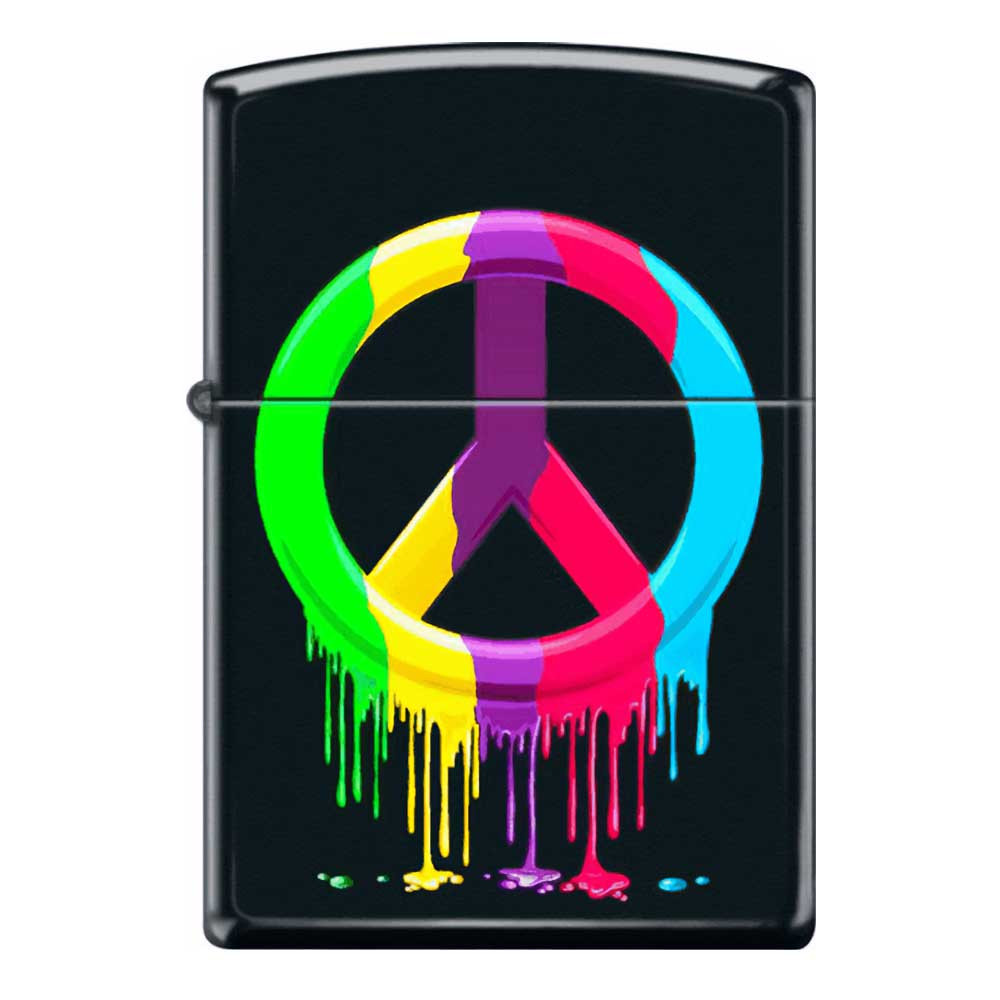 Dripping Peace Black Matte Zippo Lighter