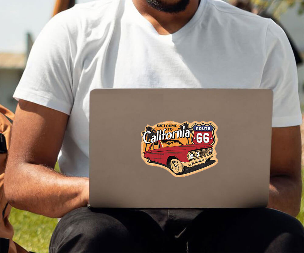 Route 66 Welcome to California - Postcard Sized Vinyl Sticker 5.25