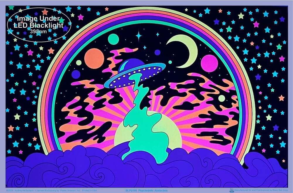 Psychedelic Abduction by Audrey Herbertson Flocked Blacklight