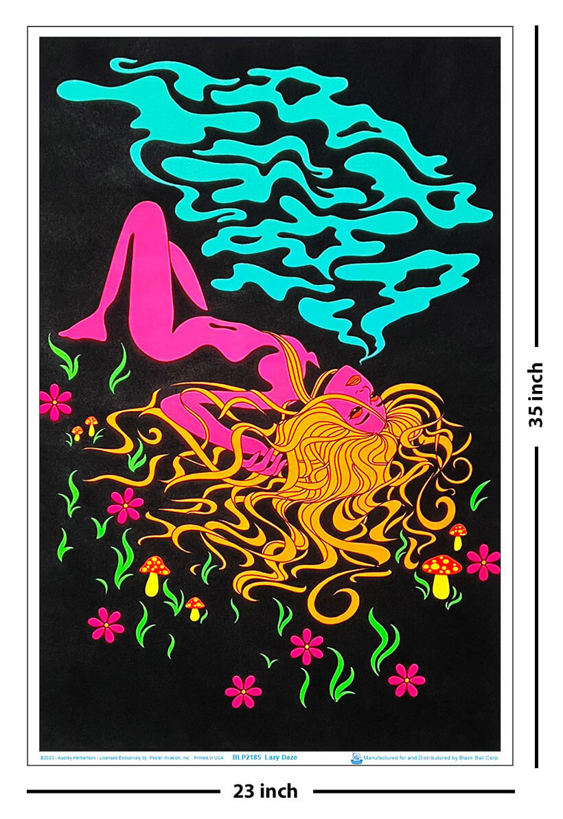 Lazy Daze by Audrey Herbertson Flocked Blacklight Poster - 23