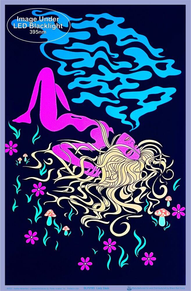 Lazy Daze by Audrey Herbertson Flocked Blacklight Poster - 23