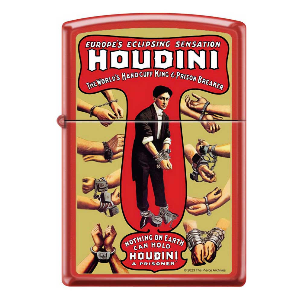 Houdini Magic Wrists Red Matte Zippo Lighter - Blacklight.com Houdini Magic Wrists Red Matte Zippo Lighter - Blacklight.com