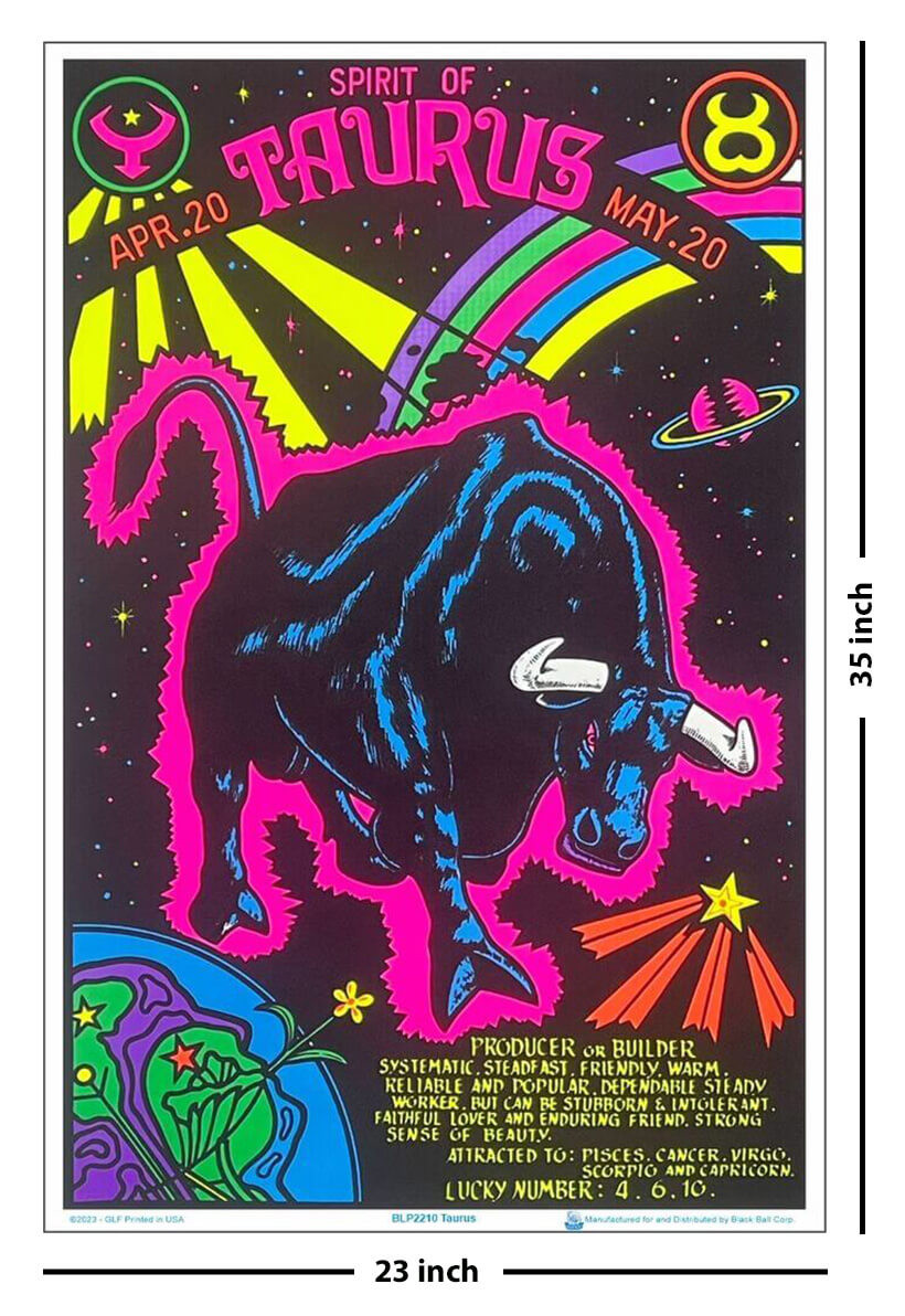 Taurus Zodiac Sign Blacklight Poster 23" x 35"