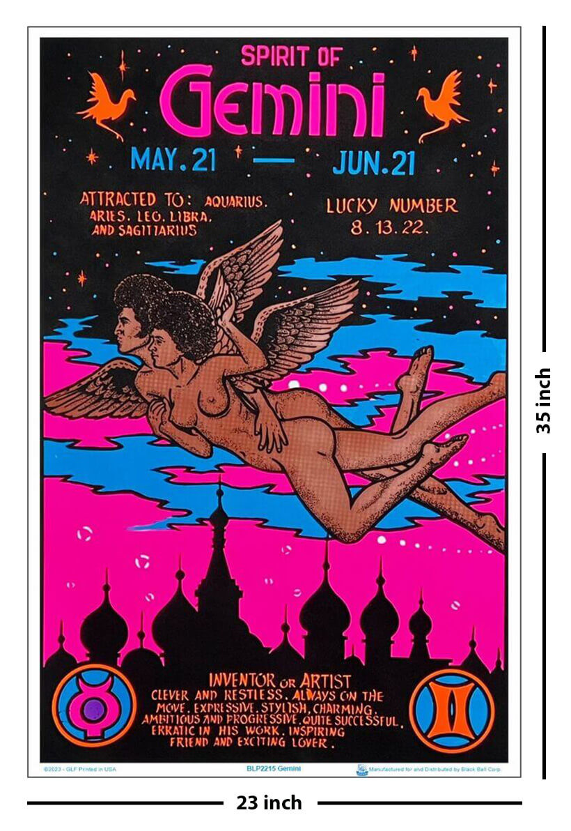 Geminu Zodiac Sign Blacklight Poster 23