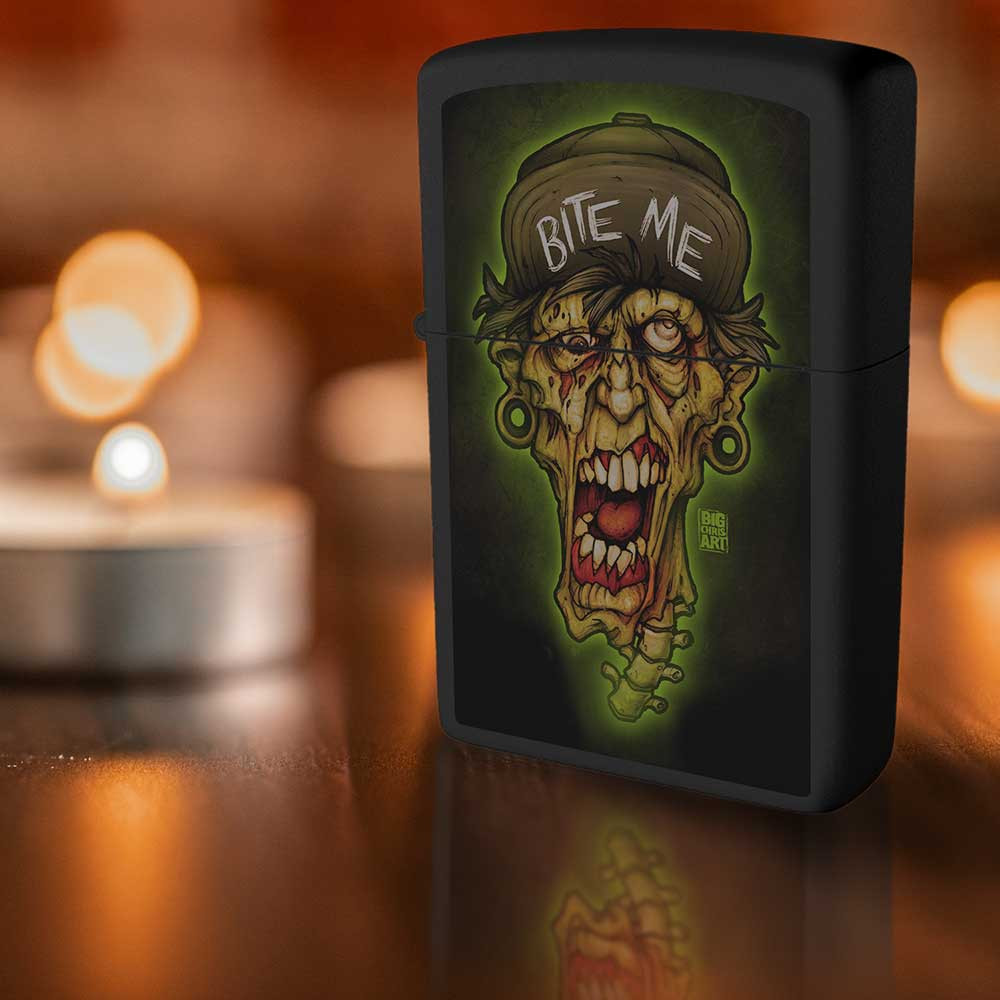Bite Me by Big Chris Black Matte Zippo Lighter