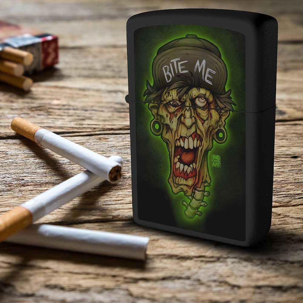 Bite Me by Big Chris Black Matte Zippo Lighter
