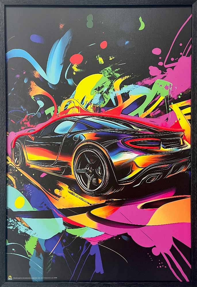 Exotic Sports Car Framed LED Neon Light Canvas Print - 24