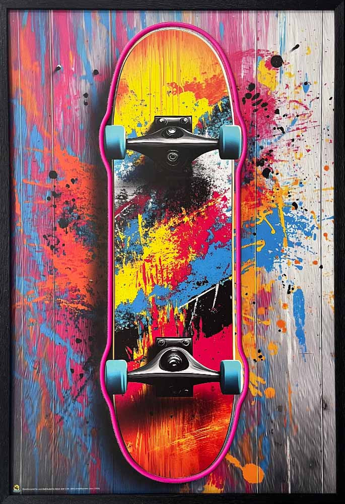 skateboard scrap LED アートフレーム Skateboard Deck Framed LED Neon Light Canvas Print - 24