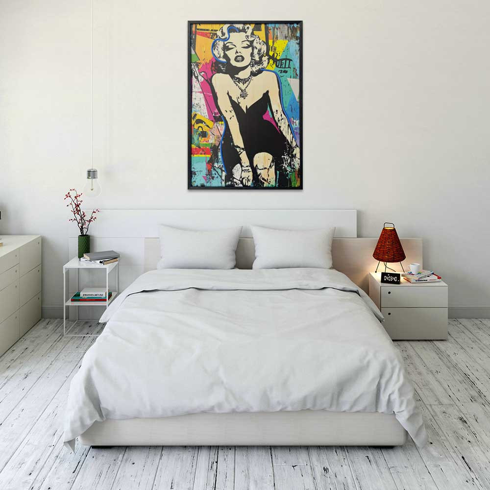 Marilyn Blond Bombshell Framed LED Neon Light Canvas Print - 24