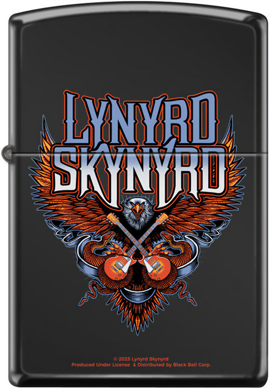 Lynyrd Skynyrd High Polish Black Zippo Lighter - Blacklight.com