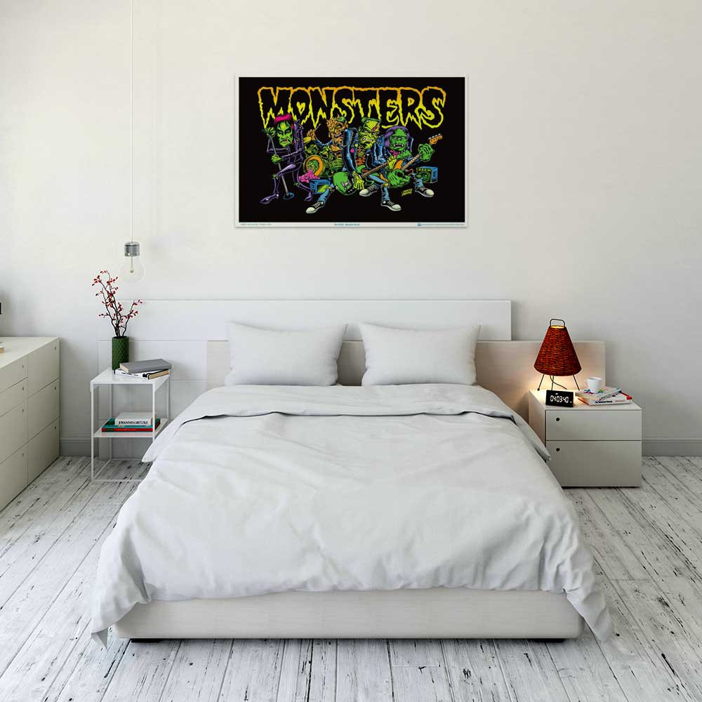 Monster Rock by Dirty Donny Flocked Blacklight Poster - 35