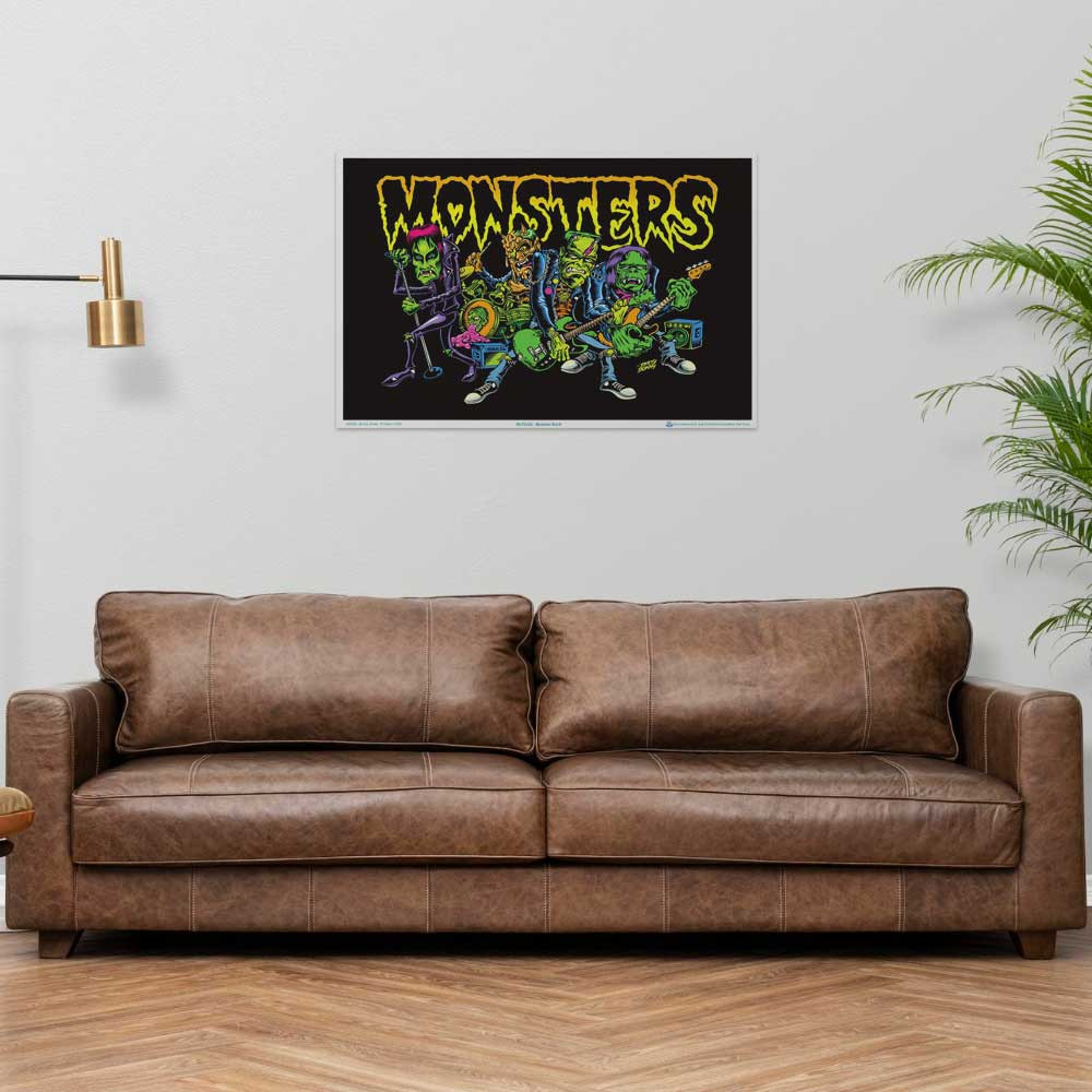 Monster Rock by Dirty Donny Flocked Blacklight Poster - 35