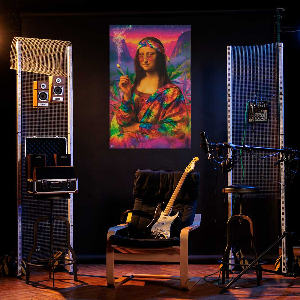 Mona Lisa Psychedelic Smoking - Non-Flocked Blacklight Poster 24