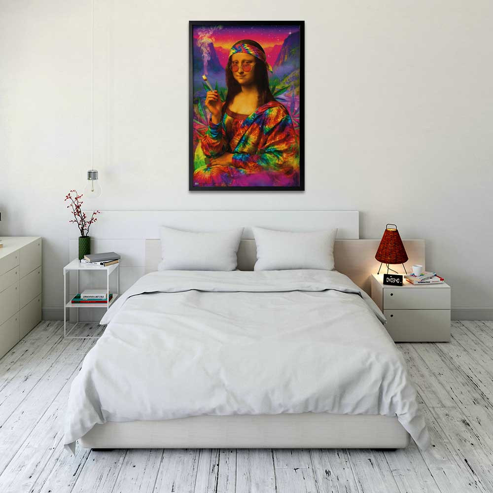 Mona Lisa Psychedelic Smoking - Non-Flocked Blacklight Poster 24