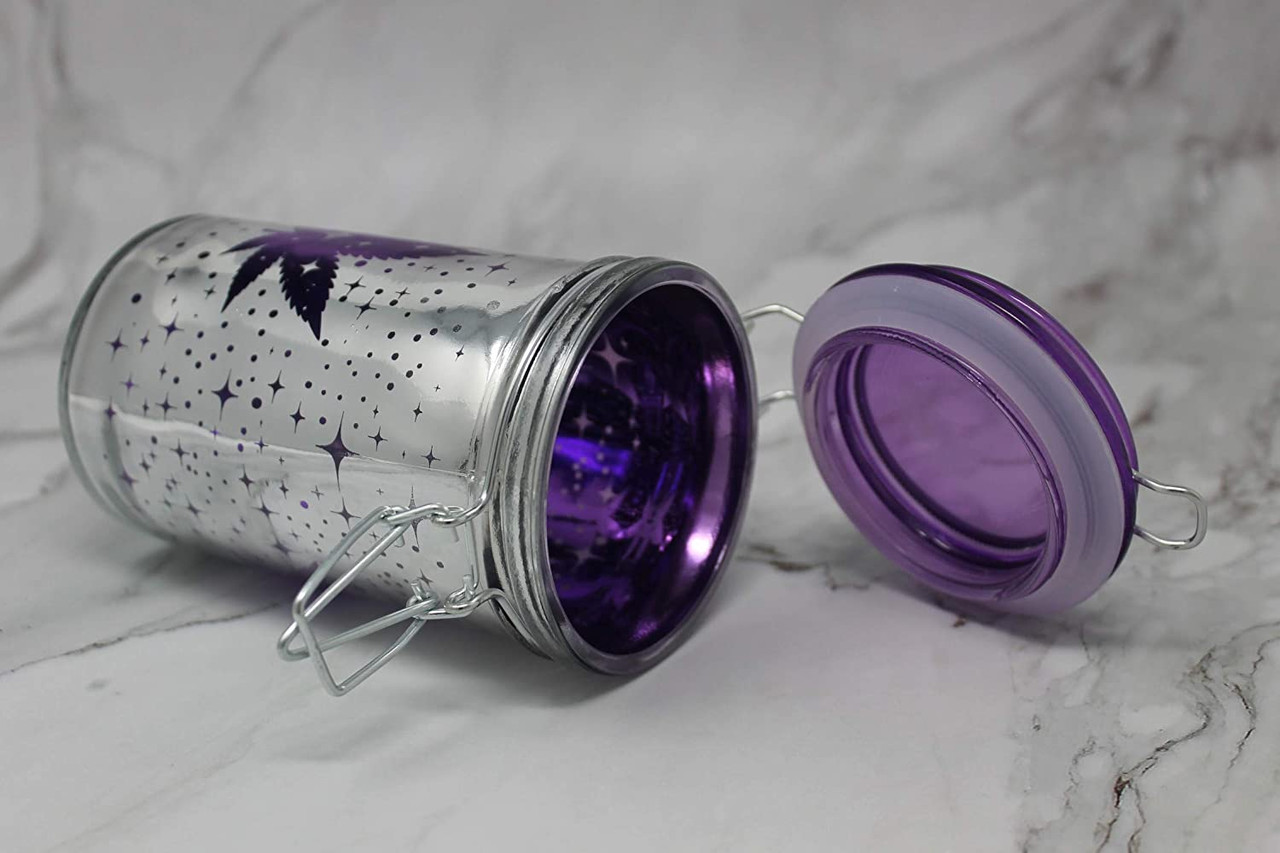 Purple Leaf Galaxy XL Stash Jar - 6 Tall 16oz Capacity - The Blacklight  Zone