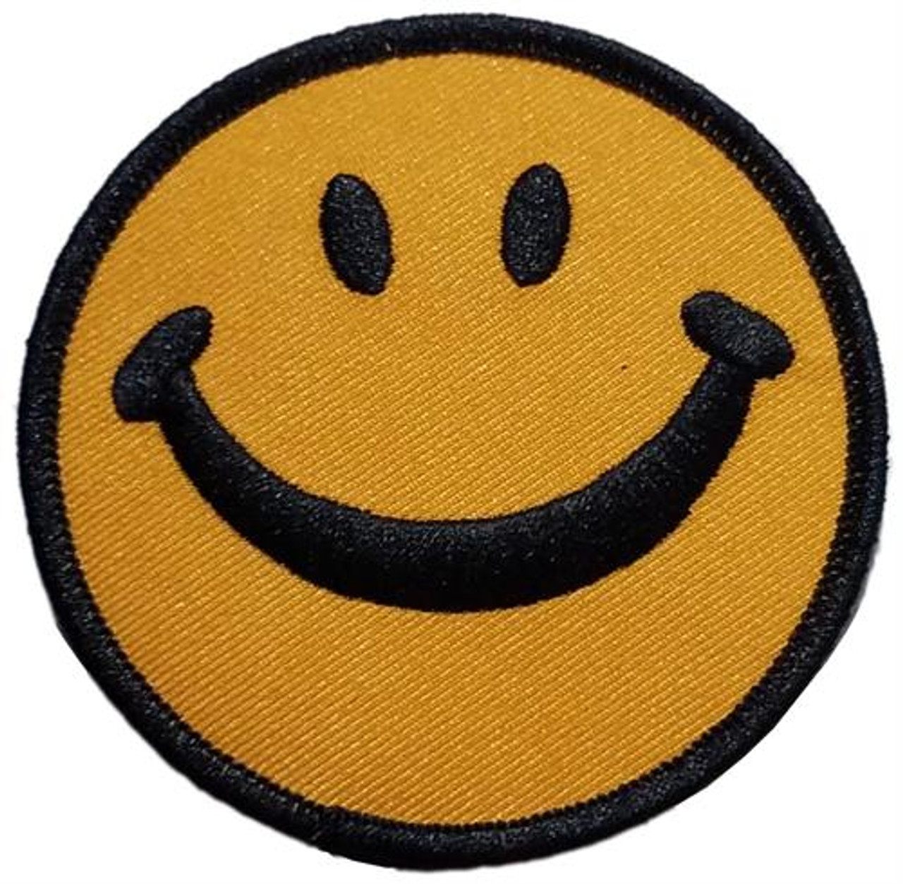 Smiley Face Embroidered Sew On Patch - 3 Round 