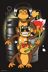 Beer Drinking Funnel Monkeys Poster Image