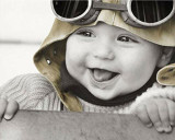 Baby Pilot Kim Anderson Black and White Poster 20x16