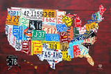 License Plate Map of the United States Poster 36 x 24in