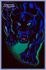 Image under black light of King of The Night Panther Black Cat Blacklight Poster