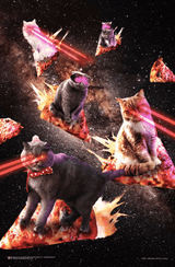 Space Pizza Cats by James Booker Mini Poster - 11" x 17"