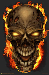 Flaming Skull Mini Poster - 11" x 17"