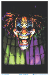 Evil Clown Face Blacklight Poster - Flocked Image