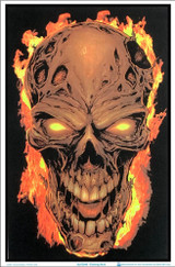 Flaming Skull Blacklight Poster - Flocked - 23" x 35"