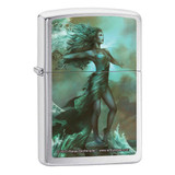 Breaking Waves - Renee Biertempfel -  Brushed Chrome Zippo Lighter