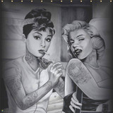 Shower Swag Audrey & Marilyn JDH Fabric Shower Curtain with 12 White Hooks - 72" x 72"