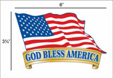 God Bless America - Flag - Postcard Sized Vinyl Sticker 6" x 3.75"