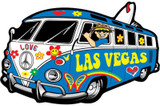 Las Vegas Hippie Surfboard 60's Bus - Postcard Sized Vinyl Sticker 6" x 4"