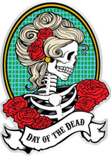 Day of the Dead Katrina Side View - Postcard Sized Vinyl Sticker 6" x 4.25"