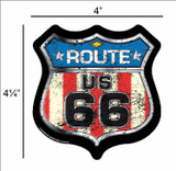 American Flag US Route 66 Shield - Postcard Sized Vinyl Sticker 4.25" x 4"