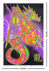 Splatter Dragon Flocked Blacklight Poster - 23" x 35"