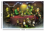 Monsters Playing Poker by Big Chris Poster - 36" x 24