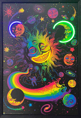 Celestial Sun Moon and Stars Framed LED Neon Light Canvas Print - 24" x 36"