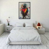 Hip Hop Heart Framed LED Neon Light Canvas Print - 24" x 36"